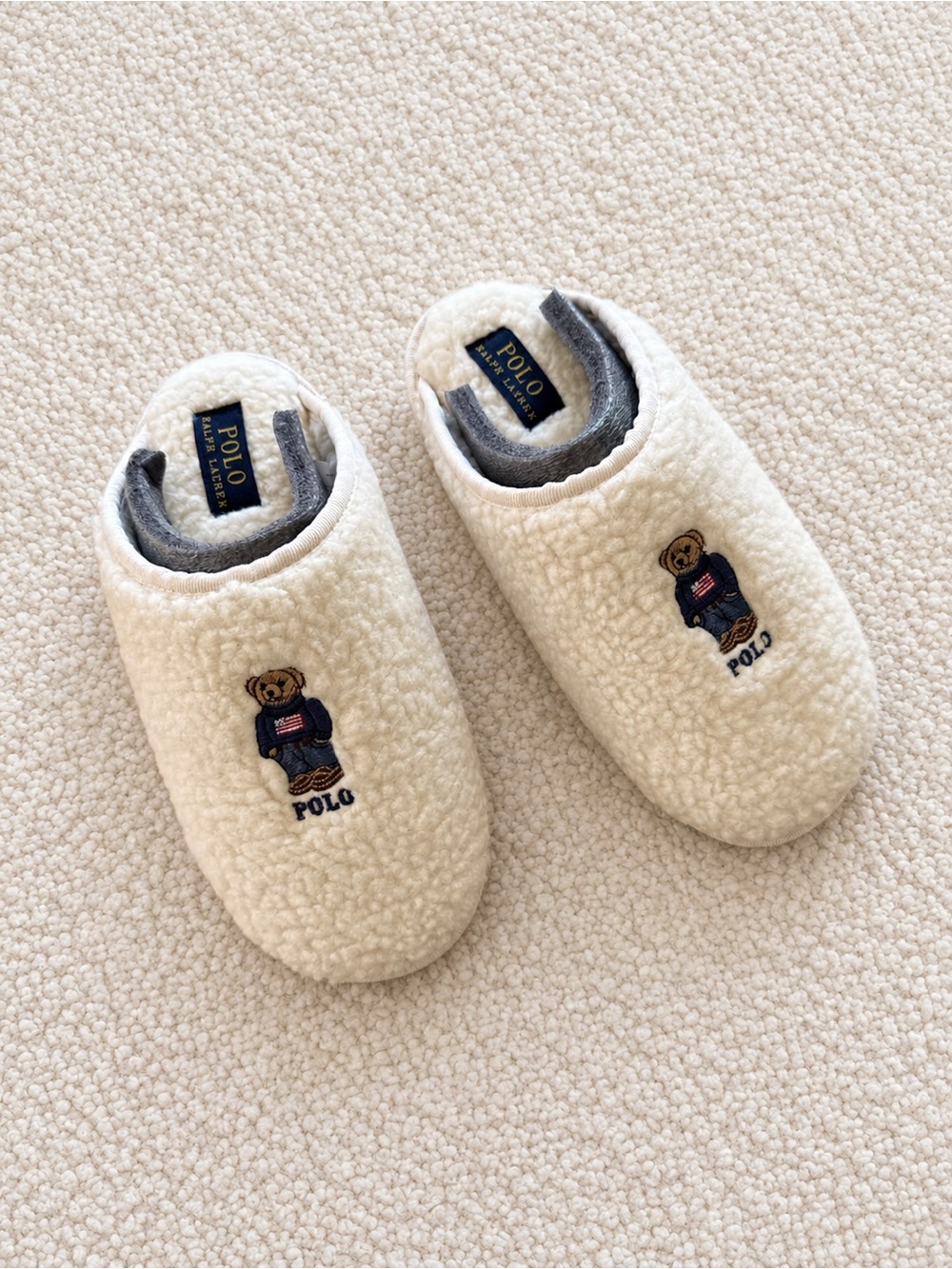 POLO by RALPH LAUREN NEW WITHOUT TAG ICONIC TEDDY BEAR INDOOR SLIPPERS.